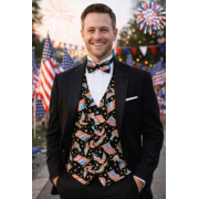 Love the USA Flag Tuxedo Vest and Bow Tie Set — Patriotic Formal Wear for Weddings, Parties, or Gift for USA Lovers